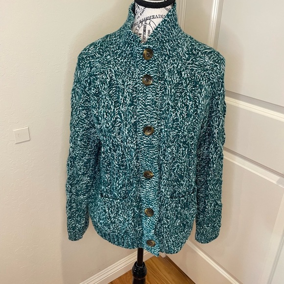 Talbots Size Large Green Sweater with Big Buttons - Picture 1 of 10